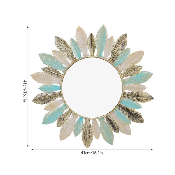 Elegant Iron Feather Wall Decor & Makeup Mirror - Stylish and Durable for Home and Commercial Spaces - Image 3