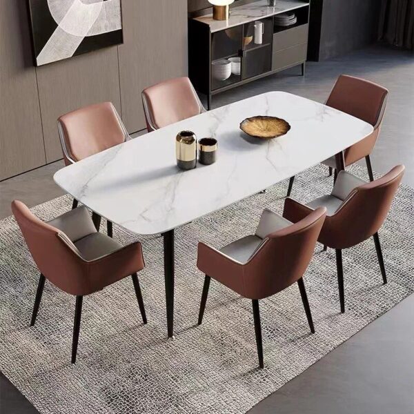 Luxury Minimalist Modern Dining Chair with Armrests - Ergonomic PU Leather Office & Kitchen Seating - Image 7