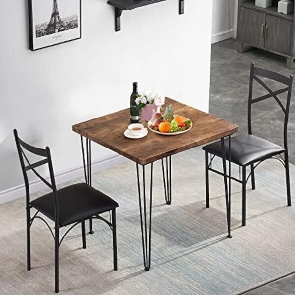 Compact 3-Piece Square Dining Set with PU Cushion Chairs - Image 3
