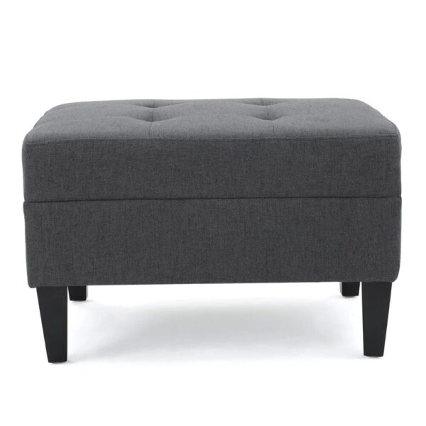 Elegant Dark Grey Fabric Tufted Ottoman - Image 3