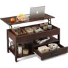 Modern Minimalist Lift Top Coffee Table with Hidden Storage and Metal Frame - Image 2