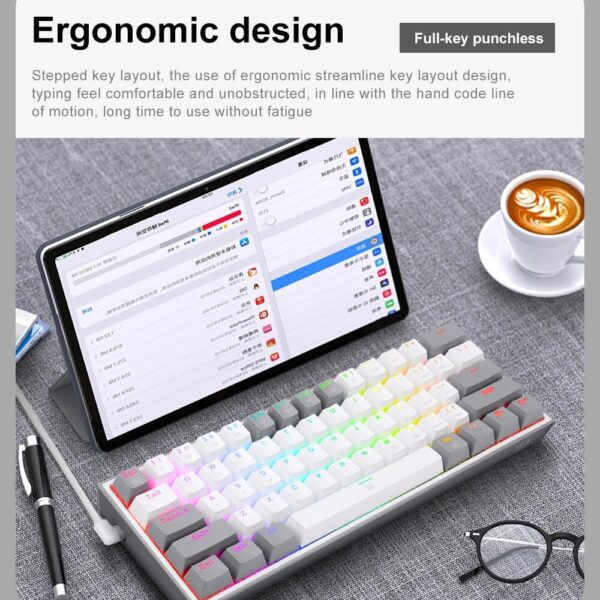 Compact RGB Mechanical Gaming Keyboard - 61 Key, Hot-Swappable Red Switches, USB Mini for PC/Laptop - Image 4