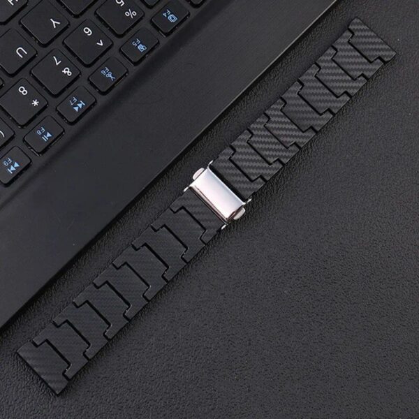 Universal 20/22mm Carbon Fiber Watch Strap with Metal Buckle - Image 4