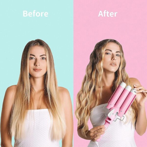 Wave Ceramic Triple Barrel Curling Iron Wand with LCD Display - Image 4