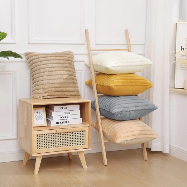 Luxury Striped Faux Fur Plush Cushion Cover - Image 6